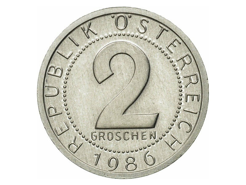 Австрия 2 гроша, 1986
